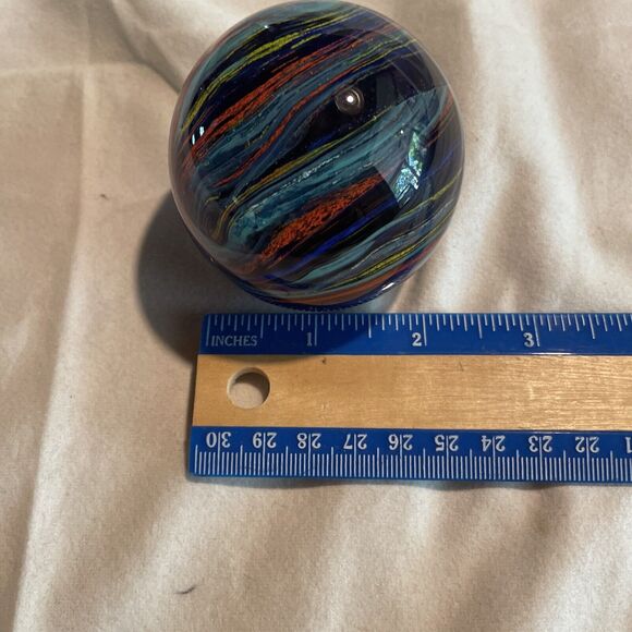 Beautiful Blue Galaxy Art Glass Paperweight 2.5" & Multi-Color Swirls. NICE!!! - Picture 6 of 8
